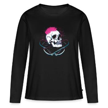 Skater Skateboard Cadeau Halfpipe Sk8 Ollie - T-shirt manches longues Premium bio Femme - noir - Devant - Julia (174cm)