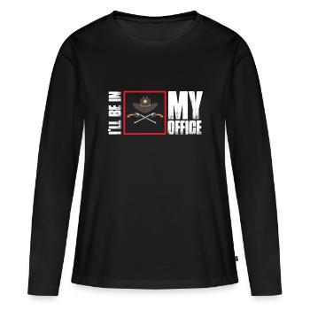 Sheriff Revolver Sheriffstern dans le bureau - T-shirt manches longues Premium bio Femme - noir - Devant - Julia (174cm)