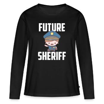 Futur shérif avec Junior Sheriffstern - T-shirt manches longues Premium bio Femme - noir - Devant - Julia (174cm)