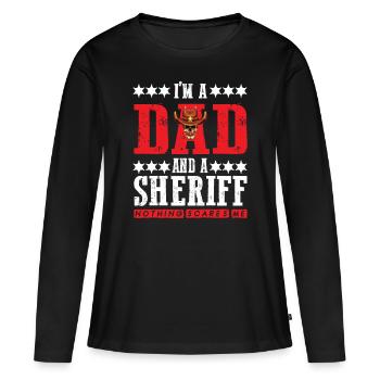 Sheriff Dad intrépide avec l’étoile du shérif - T-shirt manches longues Premium bio Femme - noir - Devant - Julia (174cm)