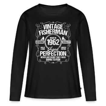 1962 Fishing for Fisherman 1962 Year Born Angler - Frauen Premium Bio Langarmshirt - Schwarz - Vorne - Julia (174cm)