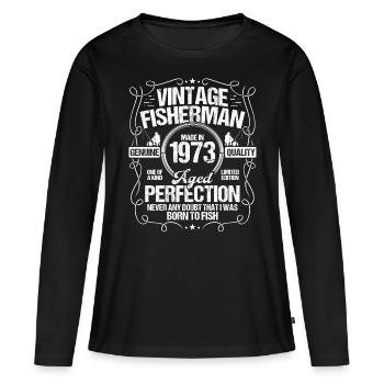 1973 Fishing for Fisherman 1973 Year Born Angler - Frauen Premium Bio Langarmshirt - Schwarz - Vorne - Julia (174cm)