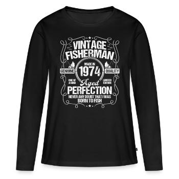 1974 Pêche pour pêcheur 1974 Année de naissance Pêcheur - T-shirt manches longues Premium bio Femme - noir - Devant - Julia (174cm)