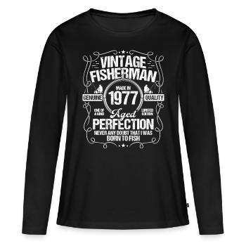1977 Pêche pour pêcheur 1977 Année de naissance Pêcheur - T-shirt manches longues Premium bio Femme - noir - Devant - Julia (174cm)