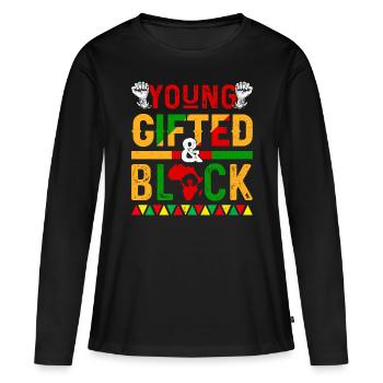 Mois de l’histoire des Noirs Histoire des Noirs Américain - T-shirt manches longues Premium bio Femme - noir - Devant - Julia (174cm)