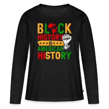 Mois de l’histoire des Noirs Histoire des Noirs Américain - T-shirt manches longues Premium bio Femme - noir - Devant - Julia (174cm)