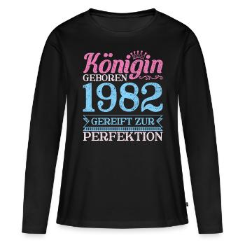 Vintage Königin Geboren 1982 40ter 40. Geburtstag - Frauen Premium Bio Langarmshirt - Schwarz - Vorne - Julia (174cm)