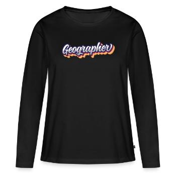 Géographie Géographie Étudiant Géographie Profession - T-shirt manches longues Premium bio Femme - noir - Devant - Julia (174cm)