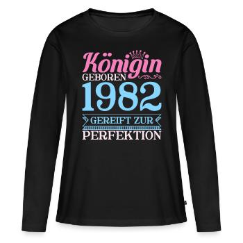 Königin Geboren 1982 40ter 40. Geburtstag Frau - Frauen Premium Bio Langarmshirt - Schwarz - Vorne - Julia (174cm)