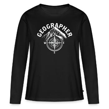 Géographie Profession Géographie Géographie Étudiant - T-shirt manches longues Premium bio Femme - noir - Devant - Julia (174cm)