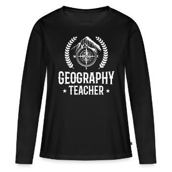 Profession d’enseignant de géographie Géographie Géographie - T-shirt manches longues Premium bio Femme - noir - Devant - Julia (174cm)
