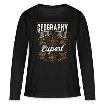 Expert en géographie Géographie Étudiant Géographe - T-shirt manches longues Premium bio Femme - noir - Devant - Julia (174cm)