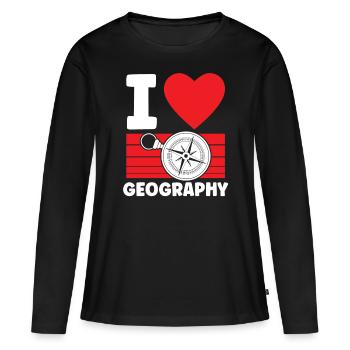 J’adore géographie Géographie Profession Géographie Géographie - T-shirt manches longues Premium bio Femme - noir - Devant - Julia (174cm)