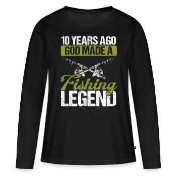 10 Year Old Fishing Legend Rod 10 Fisherman - Frauen Premium Bio Langarmshirt - Schwarz - Vorne - Julia (174cm)