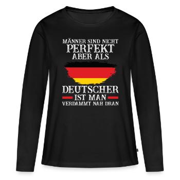 Deutschland Deutscher Deutsches - Frauen Premium Bio Langarmshirt - Schwarz - Vorne - Julia (174cm)