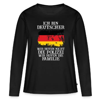 Deutschland Deutscher Deutsches - Frauen Premium Bio Langarmshirt - Schwarz - Vorne - Julia (174cm)