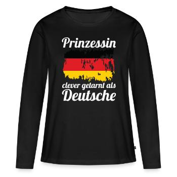 Prinzessin Deutscher Deutsches Deutschland - Frauen Premium Bio Langarmshirt - Schwarz - Vorne - Julia (174cm)