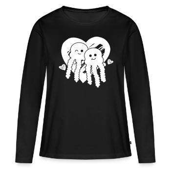 Méduse Cœur Méduse Coeur Méduse Méduse Méduse - T-shirt manches longues Premium bio Femme - noir - Devant - Julia (174cm)