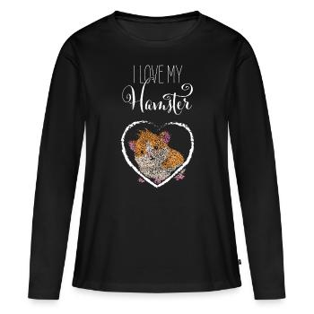 Hamster amoureux Hamster - T-shirt manches longues Premium bio Femme - noir - Devant - Julia (174cm)