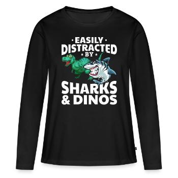 Great White Shark Dino Ich werde leicht von Haien - Frauen Premium Bio Langarmshirt - Schwarz - Vorne - Julia (174cm)