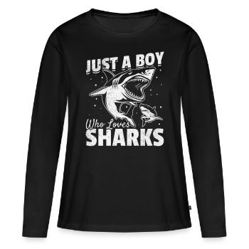 Great White Shark Sharkfish Ich bin nur ein Junge, - Frauen Premium Bio Langarmshirt - Schwarz - Vorne - Julia (174cm)