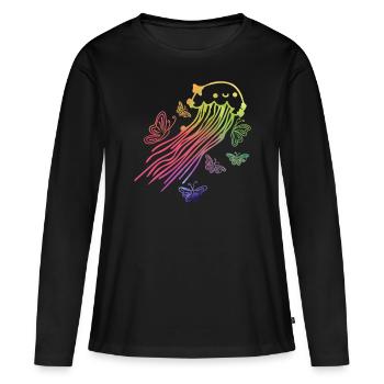Méduses Papillons Méduses Amoureux Méduses Méduses - T-shirt manches longues Premium bio Femme - noir - Devant - Julia (174cm)