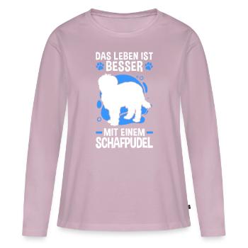 Leben mit Schafpudel zotthaariger Hütepudel - Frauen Premium Bio Langarmshirt - Altrosa - Vorne - Julia (174cm)