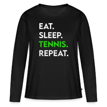 manger du sommeil tennis répéter - T-shirt manches longues Premium bio Femme - noir - Devant - Julia (174cm)