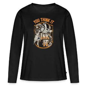 Tatoueur Tattoo Studio TattooIng - T-shirt manches longues Premium bio Femme - noir - Devant - Julia (174cm)