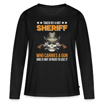 Shérif avec revolver Badge Sheriffstern - T-shirt manches longues Premium bio Femme - noir - Devant - Julia (174cm)