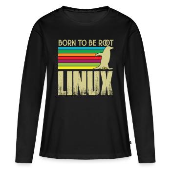 Linux Né pour être root Admin Linux - T-shirt manches longues Premium bio Femme - noir - Devant - Julia (174cm)