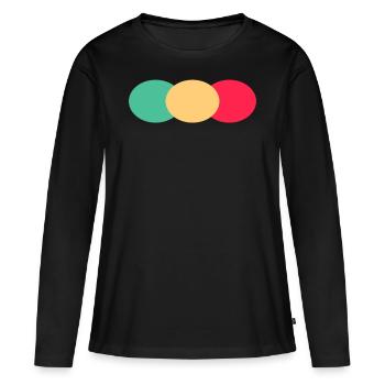 Trois Ovales- Vert- Rouge- Jaune - T-shirt manches longues Premium bio Femme - noir - Devant - Julia (174cm)