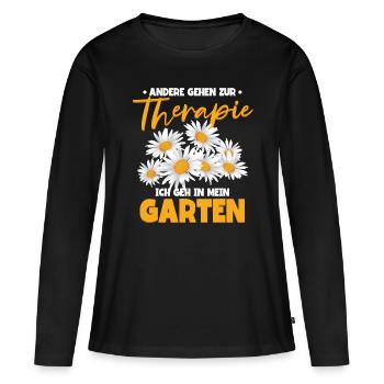 Andere gehen zur Therapie ich gehe in meinen - Frauen Premium Bio Langarmshirt - Schwarz - Vorne - Julia (174cm)