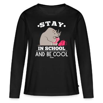 Apprendre l’école Rhino Streber - T-shirt manches longues Premium bio Femme - noir - Devant - Julia (174cm)