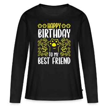 Joyeux anniversaire Meilleur ami Maman Chat Papa Anniversaire - T-shirt manches longues Premium bio Femme - noir - Devant - Julia (174cm)