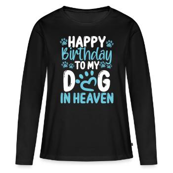 Joyeux anniversaire chien Heaven Chien perte Chiens d’anniversaire - T-shirt manches longues Premium bio Femme - noir - Devant - Julia (174cm)