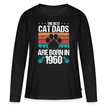 Cat Dad Born in 1960 Birthday for Cat Father 1960 - Frauen Premium Bio Langarmshirt - Schwarz - Vorne - Julia (174cm)