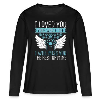 Propriétaire de chat en deuil Deuil d’un animal de compagnie Souvenir de perte d’animal de compagnie - T-shirt manches longues Premium bio Femme - noir - Devant - Julia (174cm)