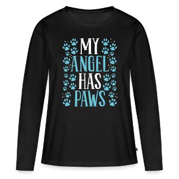 Perte du chat Mon ange a des pattes Souvenir du chat - T-shirt manches longues Premium bio Femme - noir - Devant - Julia (174cm)