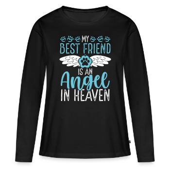 Perte d’animal de compagnie Ange au ciel Perte de chat Animal de compagnie - T-shirt manches longues Premium bio Femme - noir - Devant - Julia (174cm)
