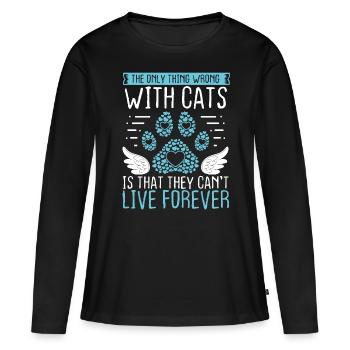 Chat Deuil Animal de compagnie Souvenir Sympathie Perte de chat - T-shirt manches longues Premium bio Femme - noir - Devant - Julia (174cm)