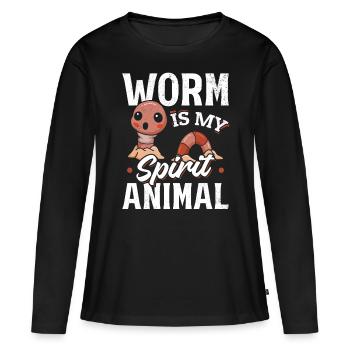 Le ver est mon Le ver amoureux des animaux - T-shirt manches longues Premium bio Femme - noir - Devant - Julia (174cm)