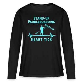 SUP paddle paddle Stand Up Paddle Surf - T-shirt manches longues Premium bio Femme - noir - Devant - Julia (174cm)
