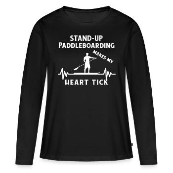 SUP paddle paddle Stand Up Paddle Surf - T-shirt manches longues Premium bio Femme - noir - Devant - Julia (174cm)