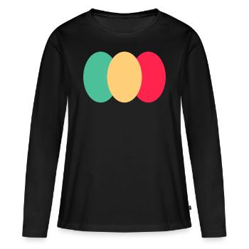 Trois ovales - Vert-Jaune - Rouge - T-shirt manches longues Premium bio Femme - noir - Devant - Julia (174cm)