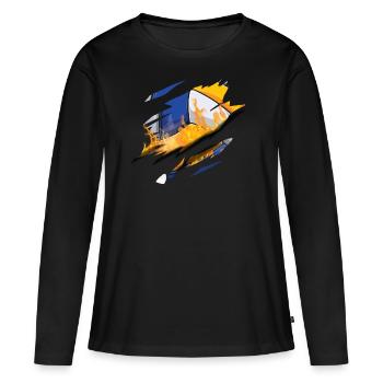 Joueur de volleyball Équipe Scratch - T-shirt manches longues Premium bio Femme - noir - Devant - Julia (174cm)