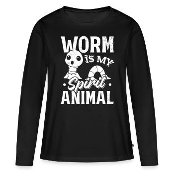 Le ver est mon Le ver amoureux des animaux - T-shirt manches longues Premium bio Femme - noir - Devant - Julia (174cm)