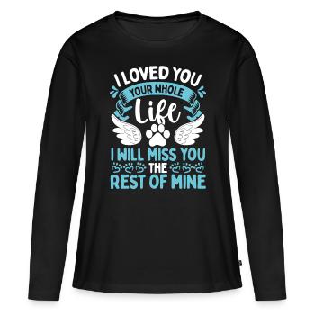 Dog Remembrance Propriétaire de chien Animal de compagnie Sympathie Perte de chien - T-shirt manches longues Premium bio Femme - noir - Devant - Julia (174cm)