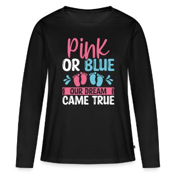 Annonce de la fête de révélation de genre rose ou bleue - T-shirt manches longues Premium bio Femme - noir - Devant - Julia (174cm)