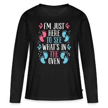 Pregnancy Announcement of the Gender Gender Reveal - Women's Premium Organic Long Sleeve Shirt - black - Front - Julia (174cm)